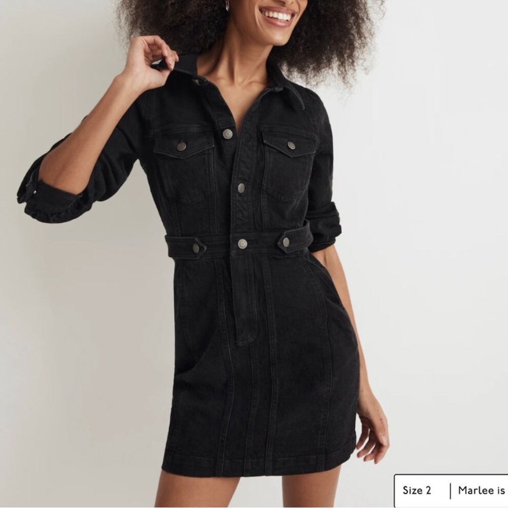Madewell Denim Seamed Mini Dress in Lunar Wash